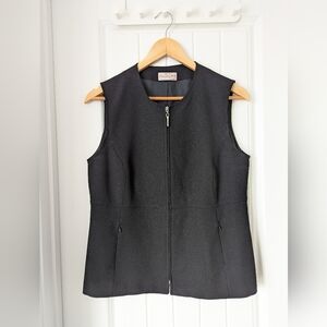 Black Wool Fitted Zip Vest With Pockets Size 10